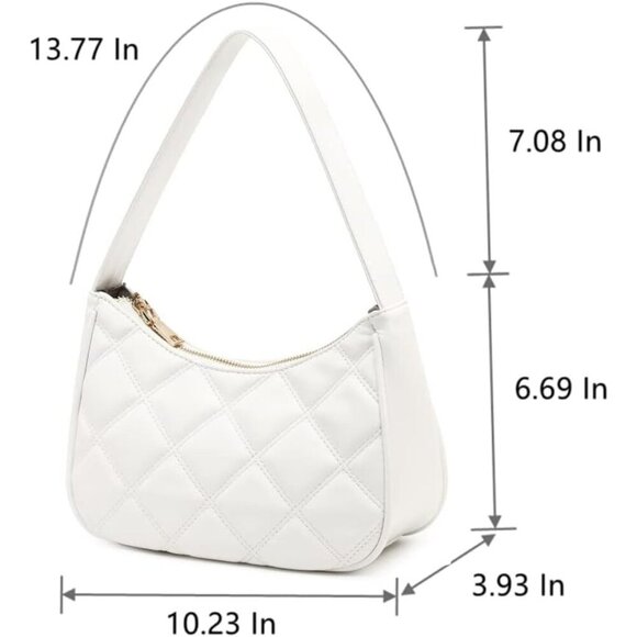Women White Lg Imported Polyester Leather Zipper Closure Mini Tote Handbag - Picture 2 of 4